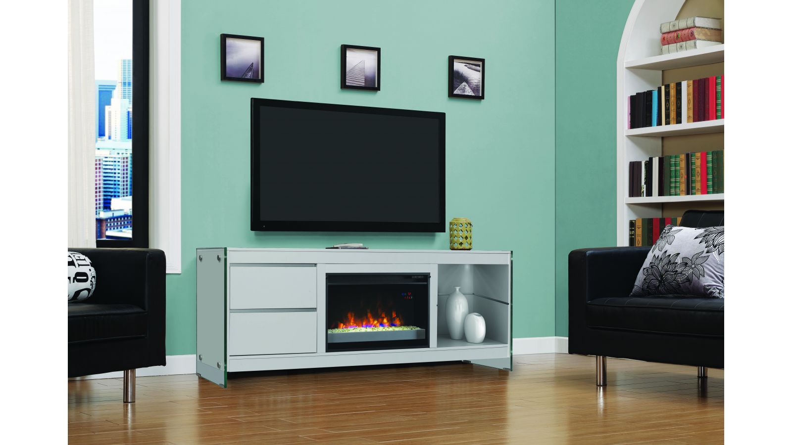 Biscayne TV Stand with Electric Fireplace